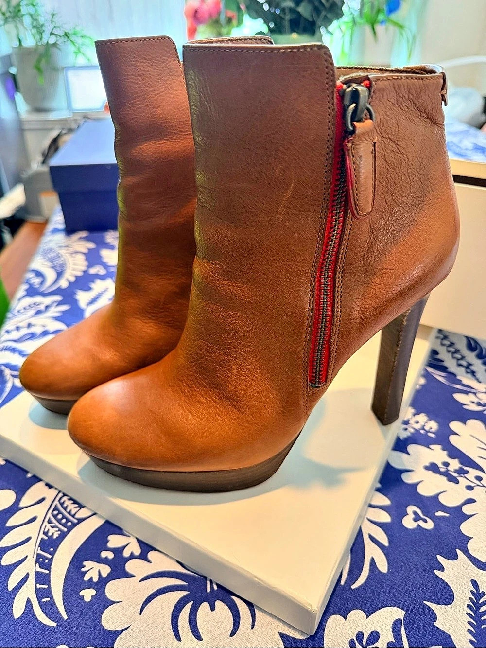 Coach Caryssa Leather Heeled Boots Brown US 8.5